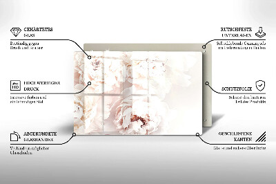 Glasunterlage für Grabkerzen Pastellfarbene Pfingstrosen