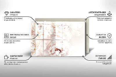 Glasunterlage für Grabkerzen Pastellfarbene Pfingstrosen