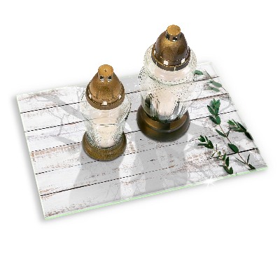 Glasunterlage für Grabkerzen Alte Bretter und Blätter