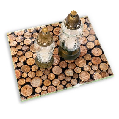 Glasunterlage für Grabkerzen Baumstämme