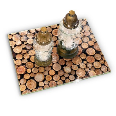 Glasunterlage für Grabkerzen Baumstämme