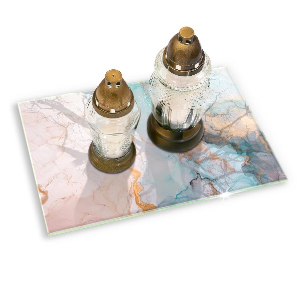 Glasunterlage für Grabkerzen Abstrakter Marmor