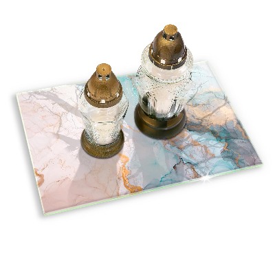 Glasunterlage für Grabkerzen Abstrakter Marmor