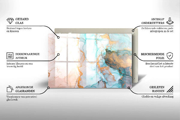 Glasunterlage für Grabkerzen Abstrakter Marmor