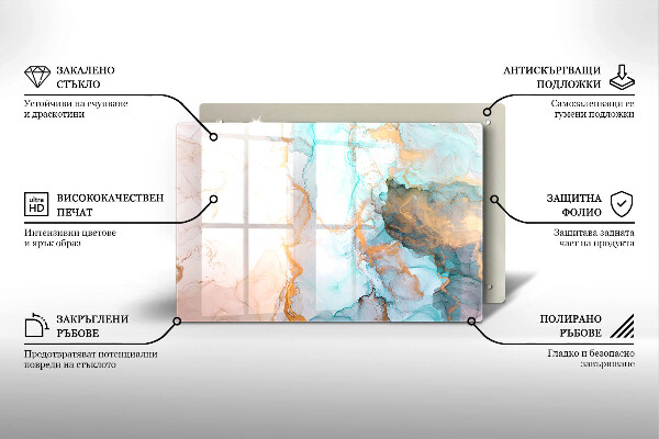 Glasunterlage für Grabkerzen Abstrakter Marmor