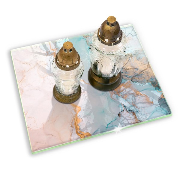 Glasunterlage für Grabkerzen Abstrakter Marmor