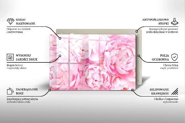 Glasunterlage für Grabkerzen Zarte Pfingstrosen