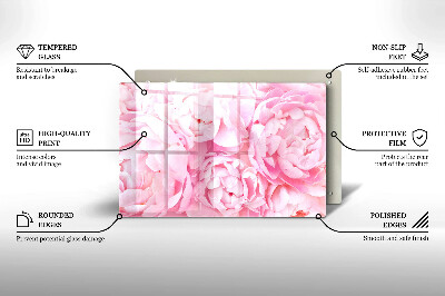 Glasunterlage für Grabkerzen Zarte Pfingstrosen