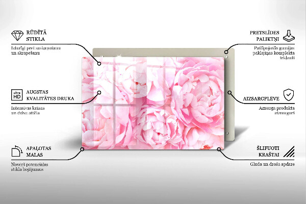 Glasunterlage für Grabkerzen Zarte Pfingstrosen