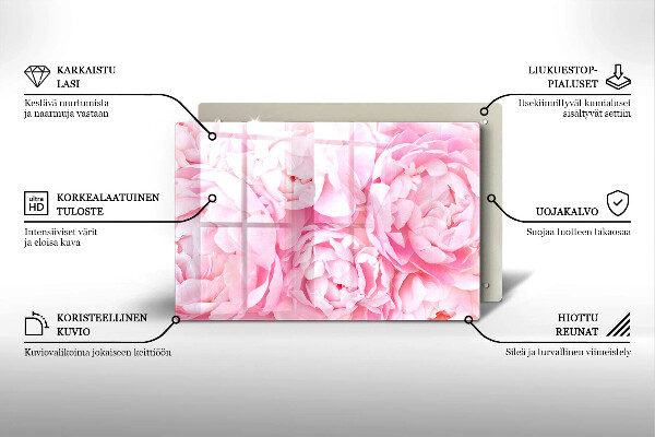 Glasunterlage für Grabkerzen Zarte Pfingstrosen