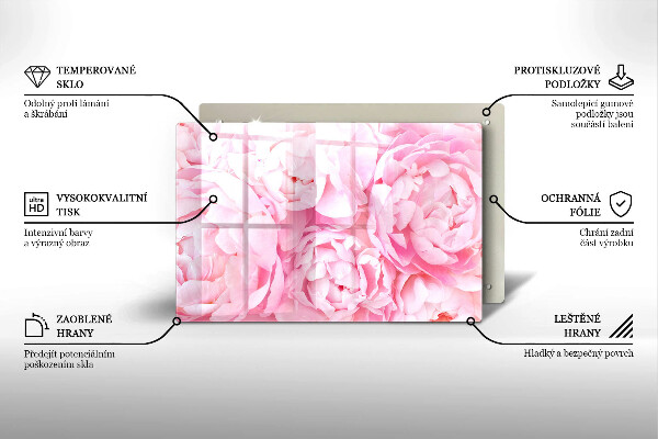 Glasunterlage für Grabkerzen Zarte Pfingstrosen