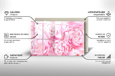 Glasunterlage für Grabkerzen Zarte Pfingstrosen