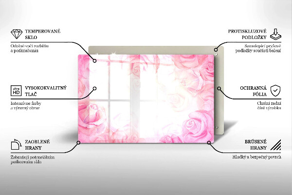 Glasunterlage für Grabkerzen Hintergrund mit zarten Rosen