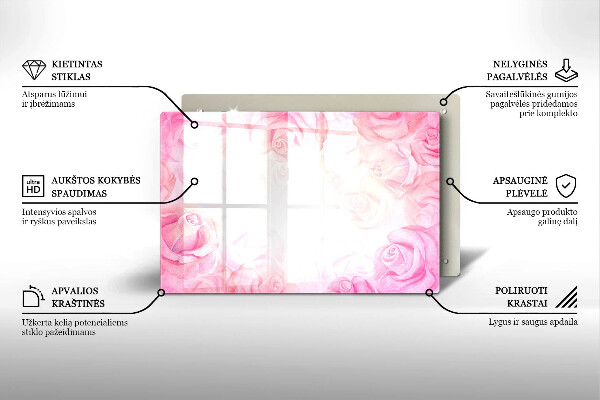 Glasunterlage für Grabkerzen Hintergrund mit zarten Rosen