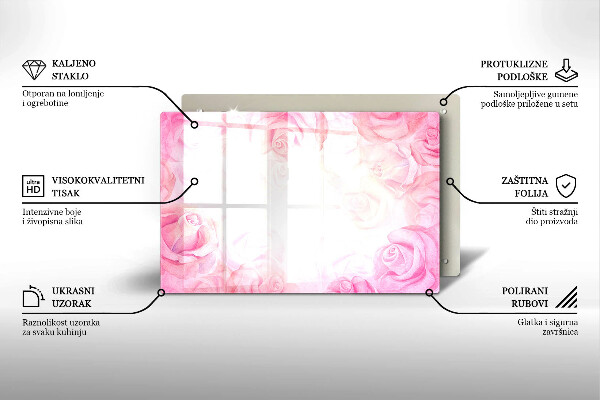 Glasunterlage für Grabkerzen Hintergrund mit zarten Rosen