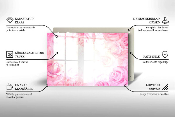 Glasunterlage für Grabkerzen Hintergrund mit zarten Rosen