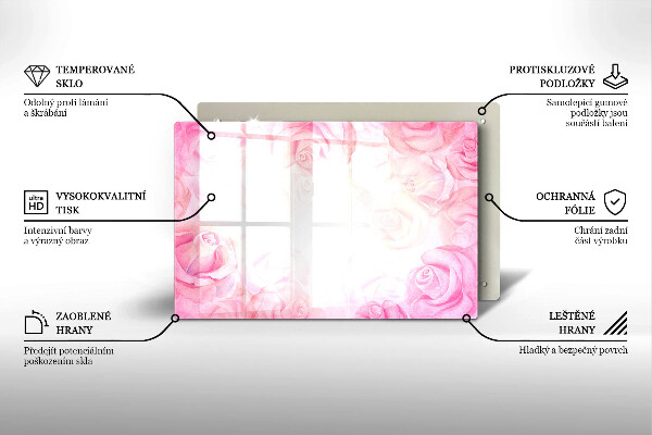 Glasunterlage für Grabkerzen Hintergrund mit zarten Rosen