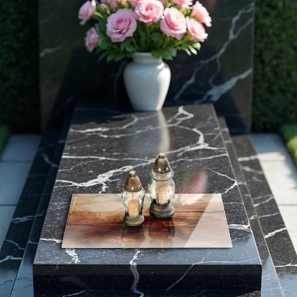 Glasunterlage für Grabkerzen Holzbrettstruktur