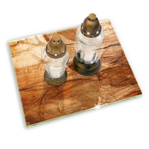 Glasunterlage für Grabkerzen Holzbrettstruktur