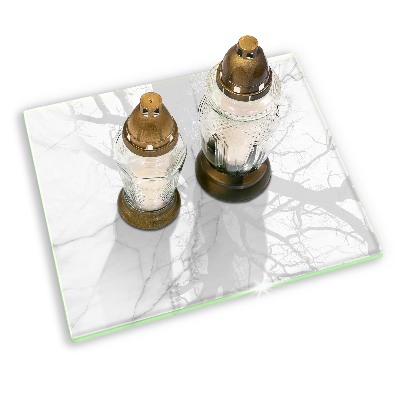 Glasunterlage für Grabkerzen Marmorstein-Hintergrund