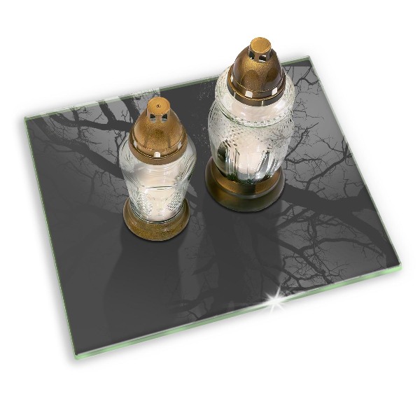 Glasunterlage für Grabkerzen Grau