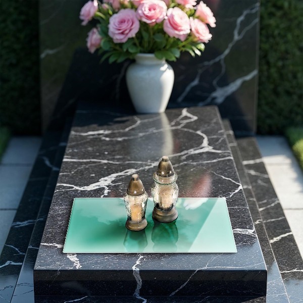 Glasunterlage für Grabkerzen Grüne Farbe