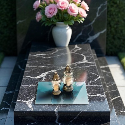 Grabkerze Untersetzer Türkisfarben