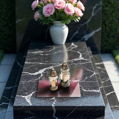 Grabkerze Untersetzer Burgunderrote Farbe