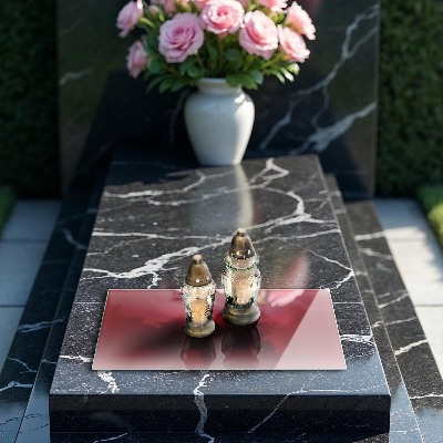 Glasunterlage für Grabkerzen Rote Farbe