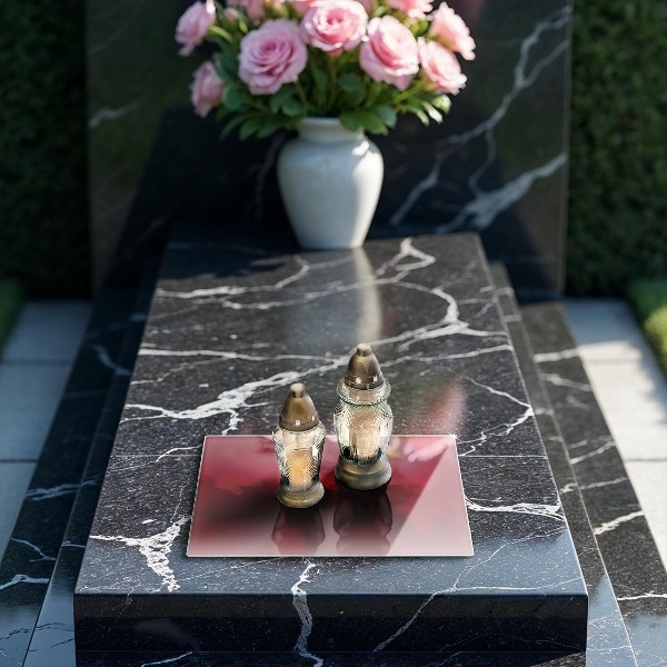 Glasunterlage für Grabkerzen Rote Farbe