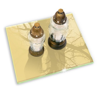 Glasunterlage für Grabkerzen Gelbe Farbe