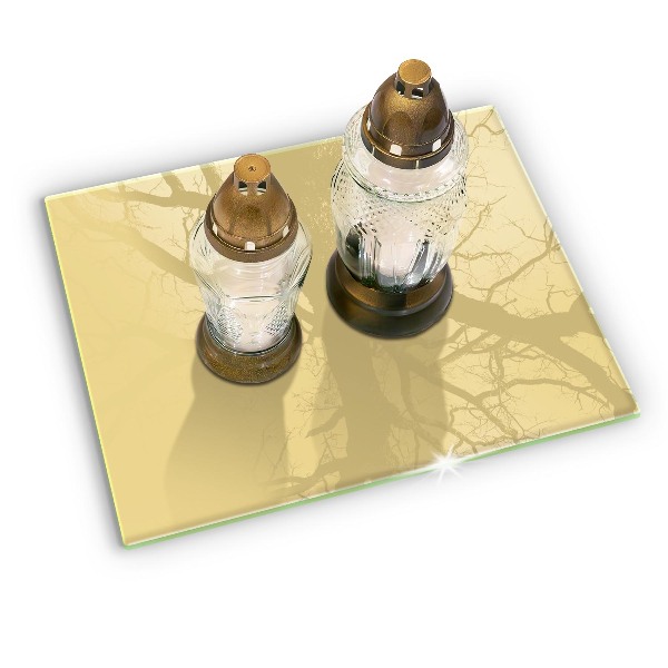 Glasunterlage für Grabkerzen Gelbe Farbe