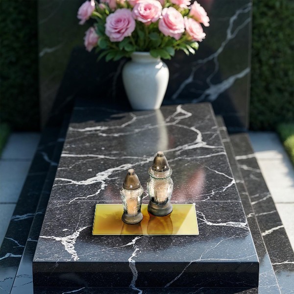 Glasunterlage für Grabkerzen Gelbe Farbe