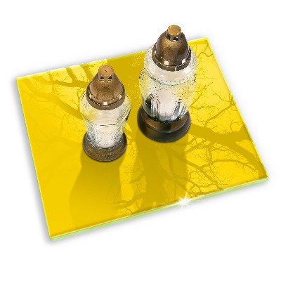 Glasunterlage für Grabkerzen Gelbe Farbe