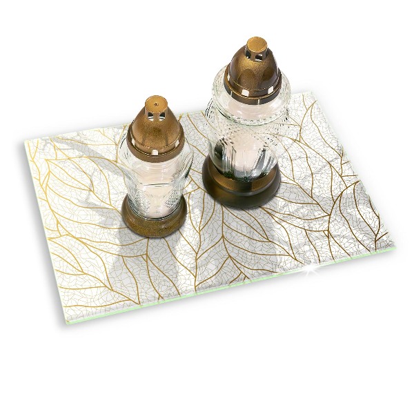 Glasunterlage für Grabkerzen Linienzeichnung Blattmuster