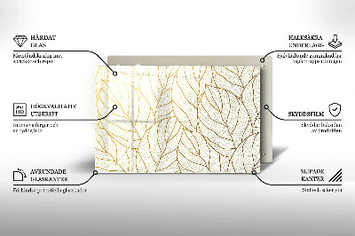 Glasunterlage für Grabkerzen Linienzeichnung Blattmuster