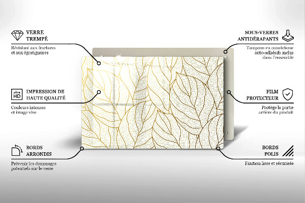 Glasunterlage für Grabkerzen Linienzeichnung Blattmuster
