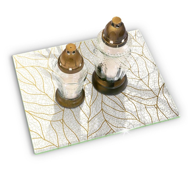 Glasunterlage für Grabkerzen Linienzeichnung Blattmuster