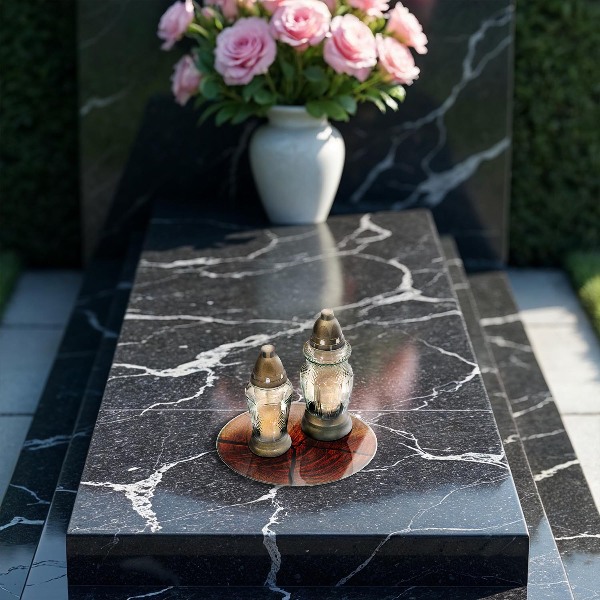 Grabkerzen Unterlage Holzstammkonstruktion