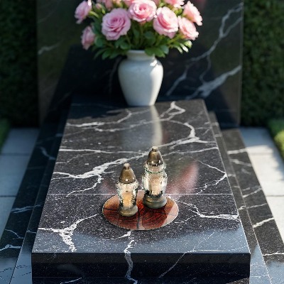 Grabkerzen Unterlage Holzstammkonstruktion