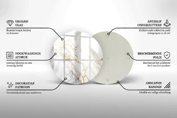 Grabkerzen Unterlage Heller Marmor mit Gold