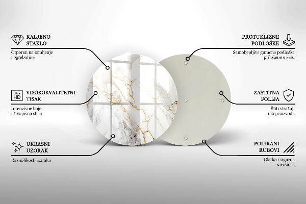 Grabkerzen Unterlage Heller Marmor mit Gold