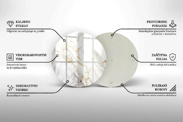 Grabkerzen Unterlage Heller Marmor mit Gold