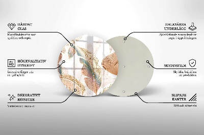 Grabkerzen Unterlage Boho-Federn und Blätter