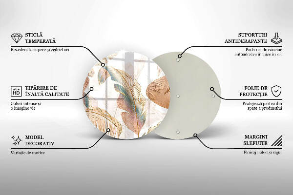 Grabkerzen Unterlage Boho-Federn und Blätter