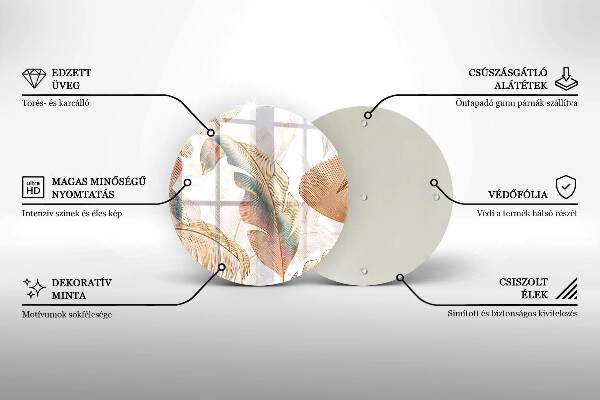 Grabkerzen Unterlage Boho-Federn und Blätter