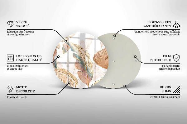 Grabkerzen Unterlage Boho-Federn und Blätter