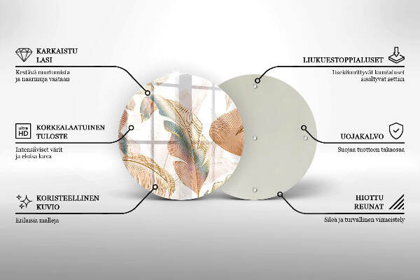 Grabkerzen Unterlage Boho-Federn und Blätter
