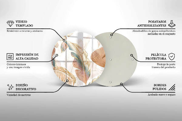 Grabkerzen Unterlage Boho-Federn und Blätter