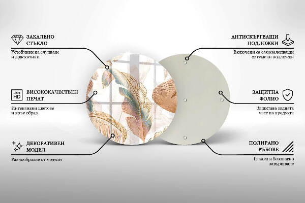 Grabkerzen Unterlage Boho-Federn und Blätter